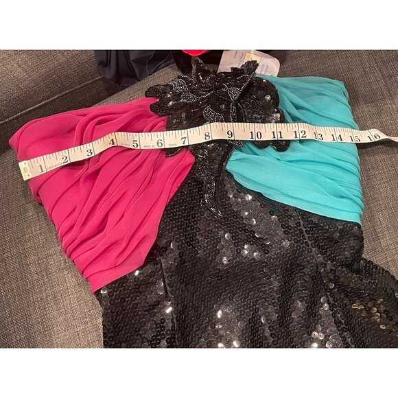 Mike Benet Formals Pink Blue Black Sequined Strapless Vintage Formal Dress Sz 10 - Picture 6 of 10